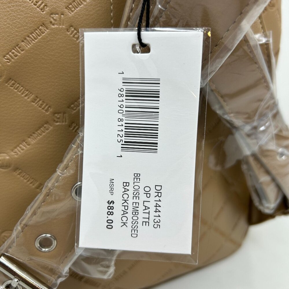 Steve Madden Tan Quilted Mini Backpack With Card Holder & Adjustable Straps - Picture 11 of 11